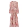 Romantic  Pink Floral Lantern Sleeve Beautiful Dress for Autumn
