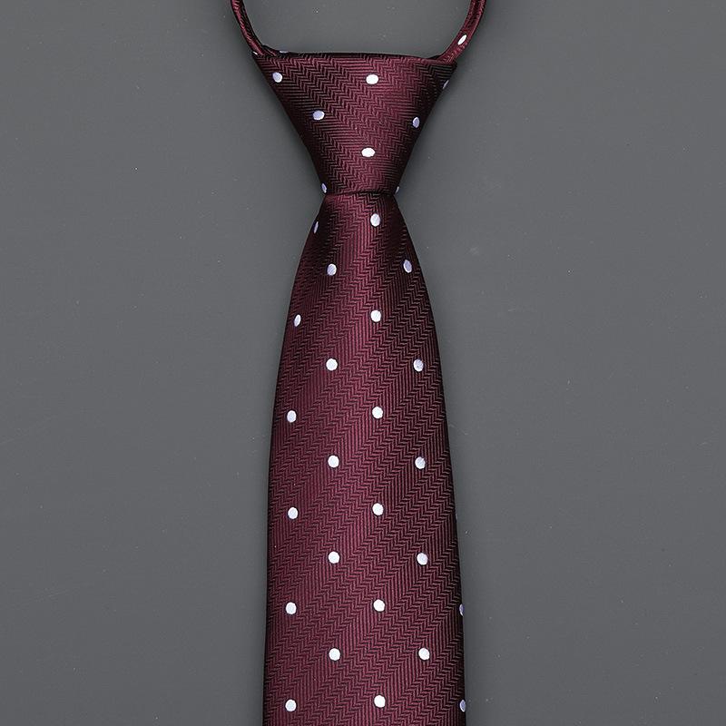 Burgundy Zip-Up Tie Men And Women Formal Wear Business Groom Best Man Wedding Korean Version No Striped Tie
