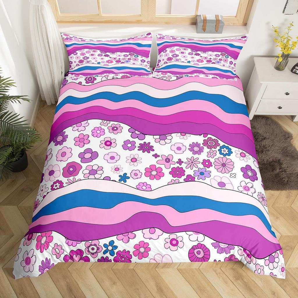 Exotic Mushroom Eyes Rainbow Duvet Cover Queen King Size Bohemian Style Bedding Set For Men Women Halloween Floral 3 Pcs