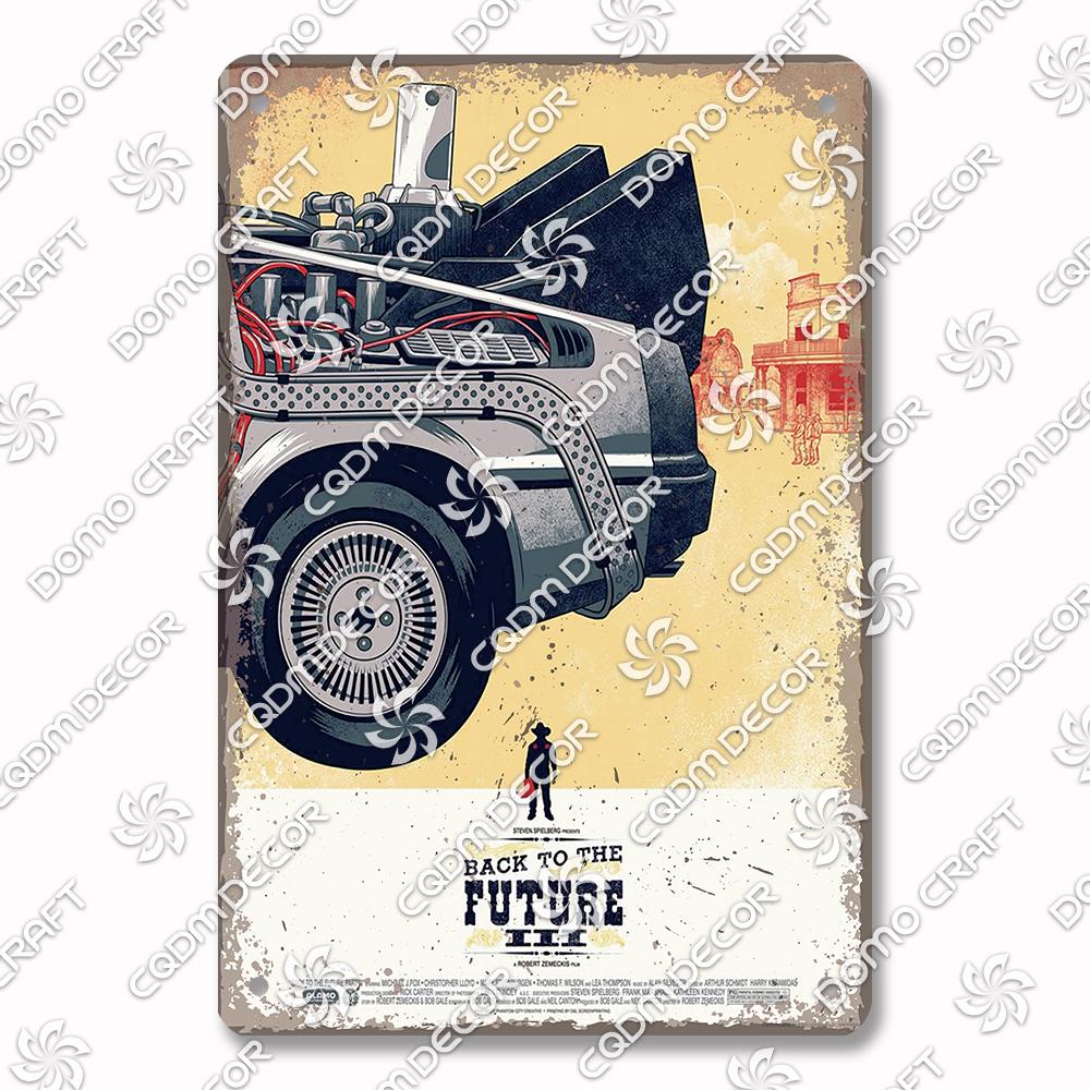 Classic Science Fiction Film Metal Tin Sign, Back to the Future Movie Poster Metal Plates, Cinema Club Cafe Bar Home Wall Decor