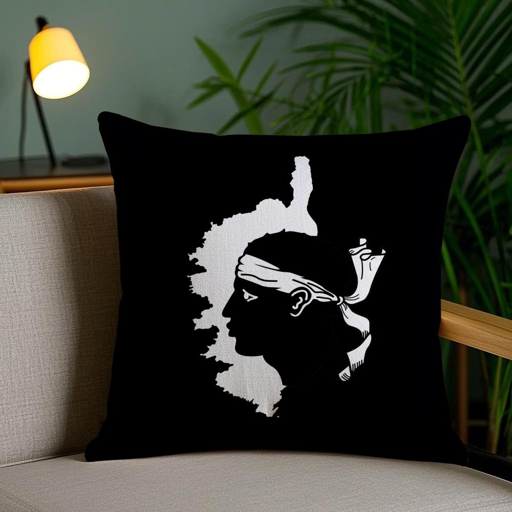 Corsica Flag French Region Cushion Cover Plush Fabric Soft Double-Sided Printed Invisible Zipper Sofa Pillow Case Home Decor
