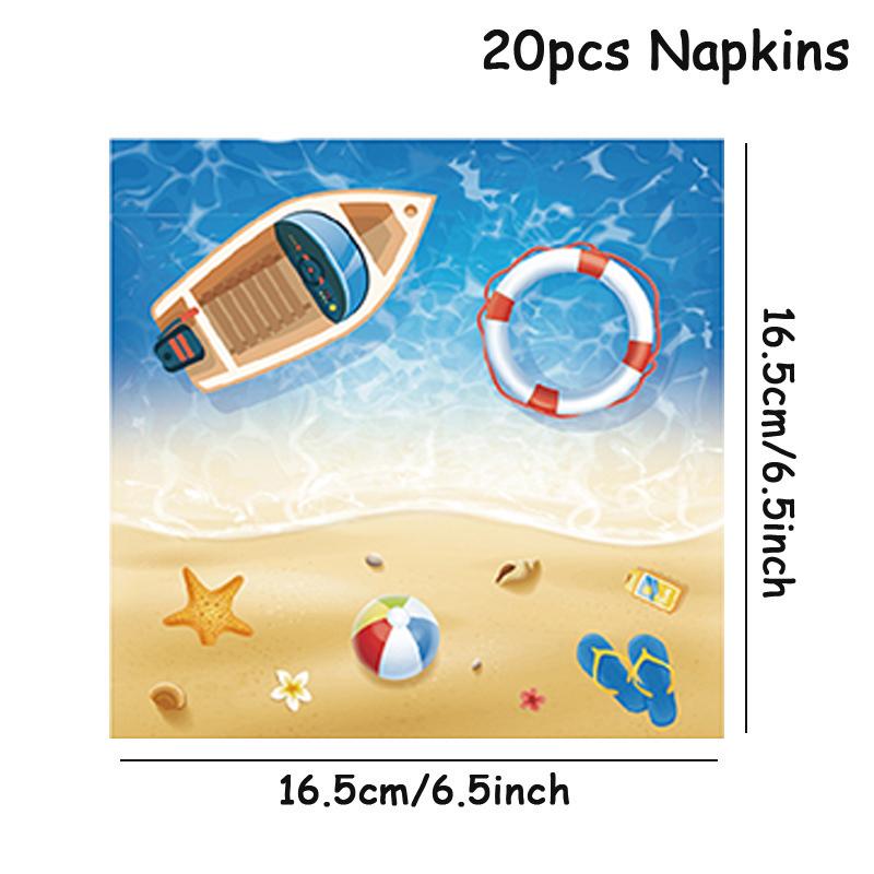 Tropical Summer Beach Theme Disposable Party Cutlery Set Outdoor Camping Birthday Anniversary Celebration Decoration Supplies