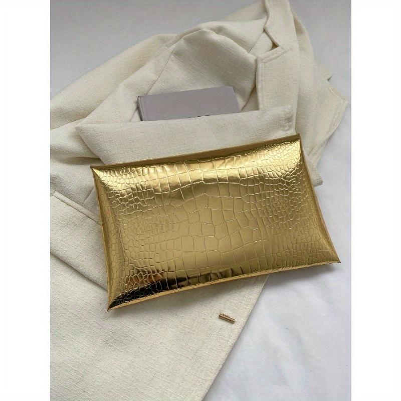 Crocodile Print, Snake Print, Solid Color, Minimalist, Fashionable, Casual PU Clutch, Envelope Bag