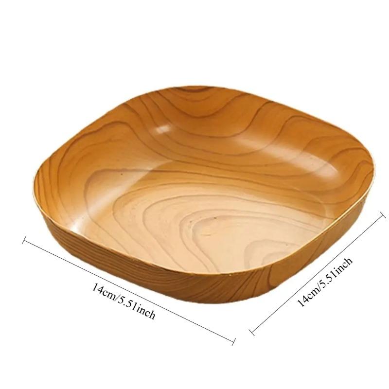 Kitchen Wood Grain Plastic Square Plate Japanese Simple Wood Grain Dish Set For Tableware Kitchen Bowl Dish Dinnerware
