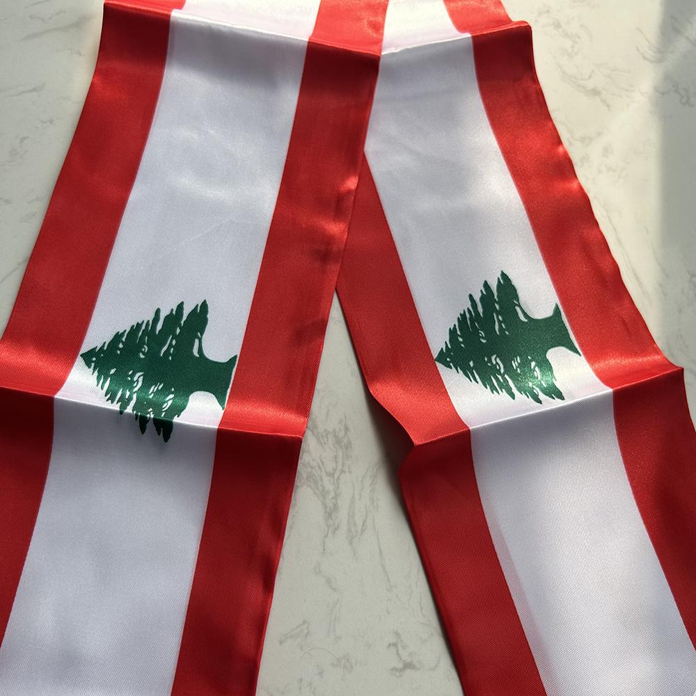 SCARF FLAG Personalizzato Sciarpa Libano 14*135cm Stampata Double Face Stendardo Sciarpa Libano Per Decorazione Evento Festivo