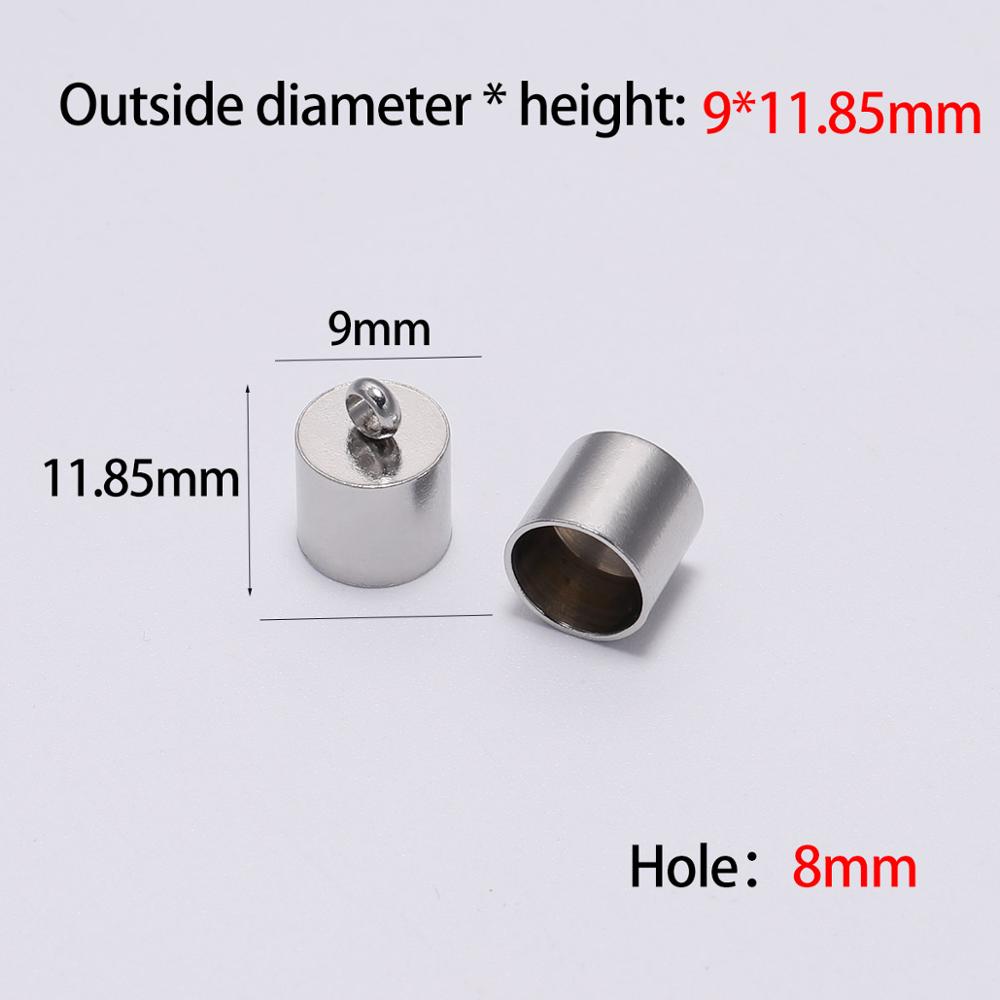 10pcs/lot Stainless Steel End Tip Cap Fit 2-10mm Tassel Leather Cord End Crimp Caps For DIY Jewelry Making Bracelet Accessories