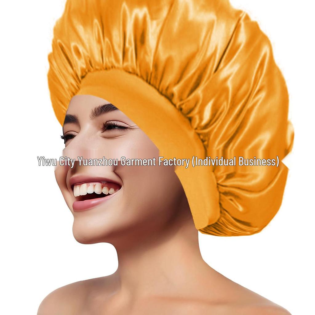 Women's Wide Brim Satin Sleep Cap – High Elasticity Hair Care Beauty Hat
