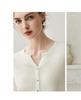 Women's Solid Color Cashmere Cardigan - Round V-Neck, Single-Breasted Wool Sweater for Autumn/Winter.