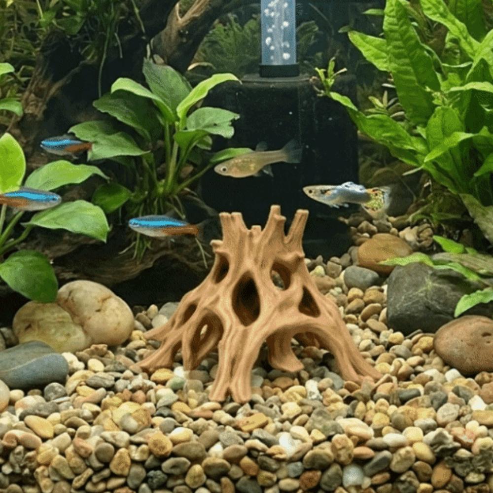 3D Printed Aquarium Fish Shelter Tree Trunk Driftwood Landscape Hermit Crabs Habitat