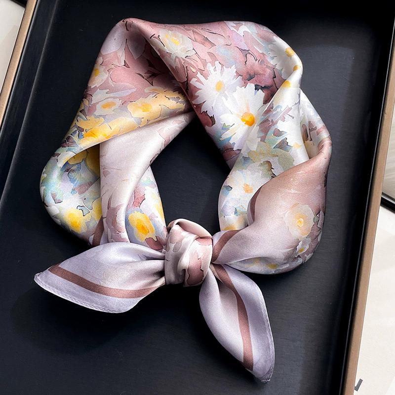 100% Nature Silk Scarf Women Neck Square Headband Scarves Bandana Fashion Hijab Poncho Scarves Pashmina  Female Foulard 53cm