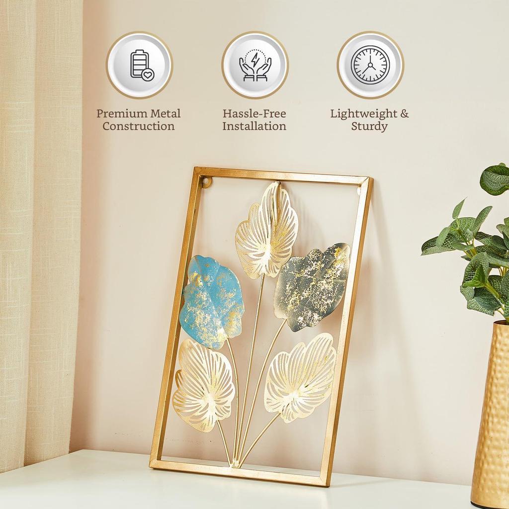 Leaves Metal Wall Decor | Elegant Nature-Inspired Iron Wall Hanging  | Wall Hanging | Wall Décor | Easy Installation | 37 x 25 cm Each | Set of 3