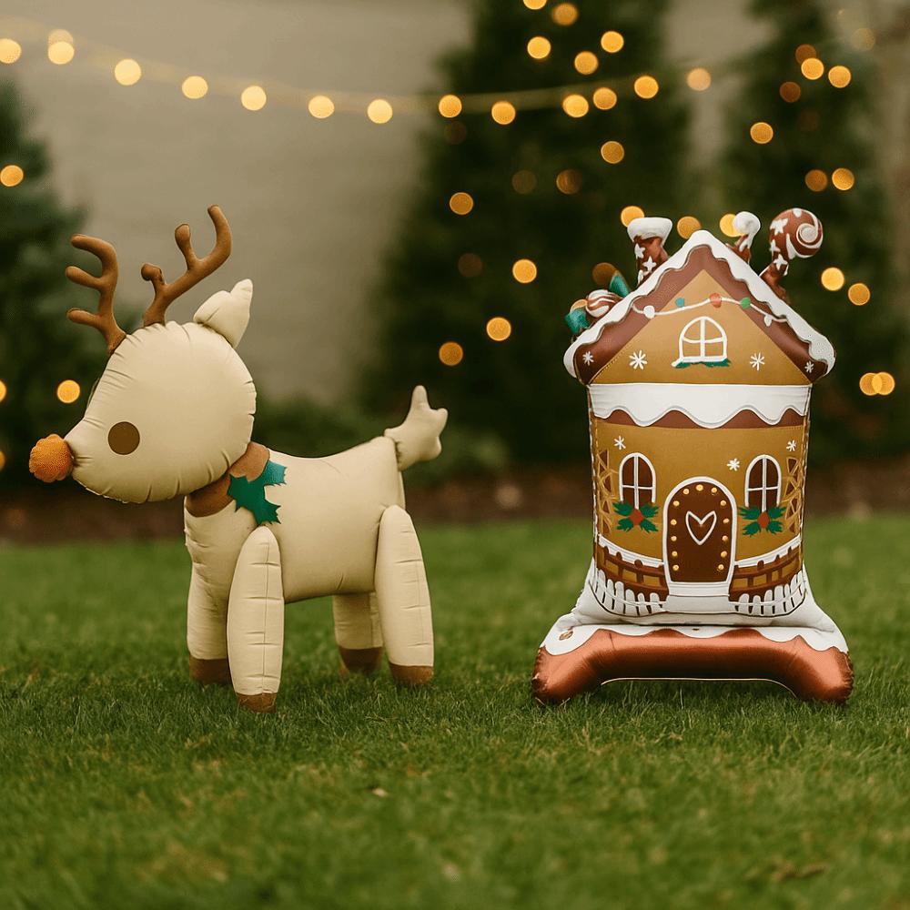 Standing Christmas Foil Balloons Candy House Christmas Deer Large Standing Balloon Navidad New Year Christmas Decoration