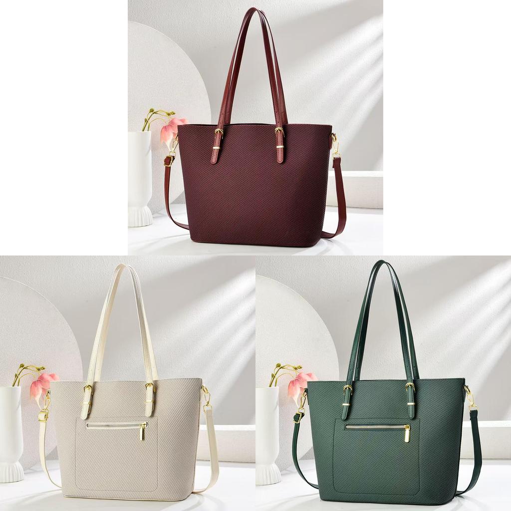 Classic Pu Large Capacity Tote Bag With Zipper Closure For Daily Use Women