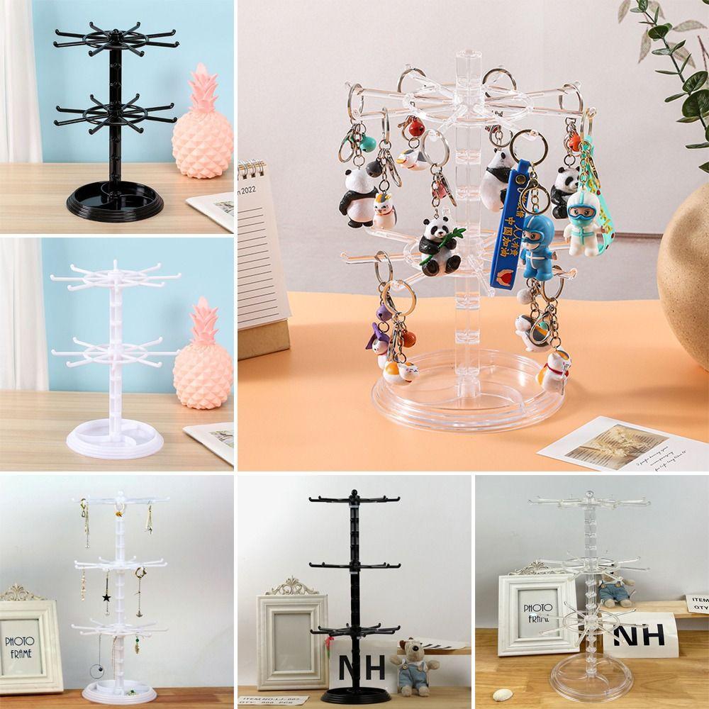 Mehrschichtiger Schlüsselanhänger-Aufhänger Drehendes Design Verstellbare Etagen Ausstellungsständer Spinner-Display 2-Etagen-Design Schmuckständer