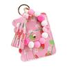 Ladies Wristlet Wallet Floral Print Wallet Beaded Wristlet Keychain with Tassel Coin Wallet Card Holder for Street Daily Outings