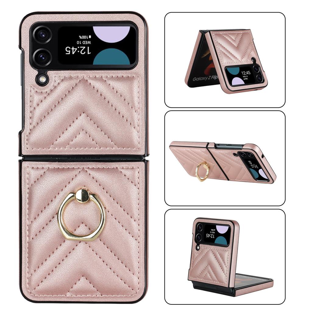 Z Flip6 Rotary Folding Mobile Phone Case for Women Suitable for Samsung Flip5 Fashion Protective Case Small Fragrance Style Mobile Phone Leather Case