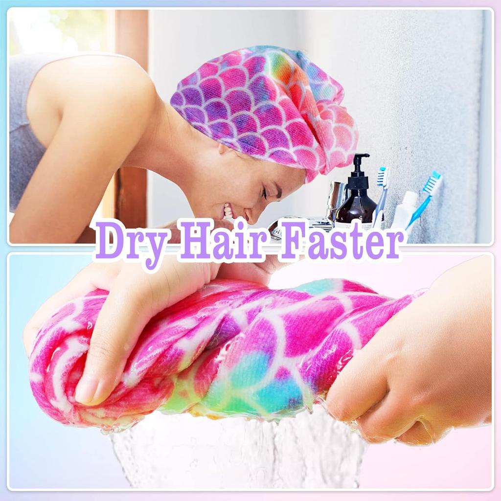 1 Pc Children's Fish Scale Hair Cap Microfiber Soft Absorbent Hair Towel Bathroom Living Room Essential Hair Drying Supplies