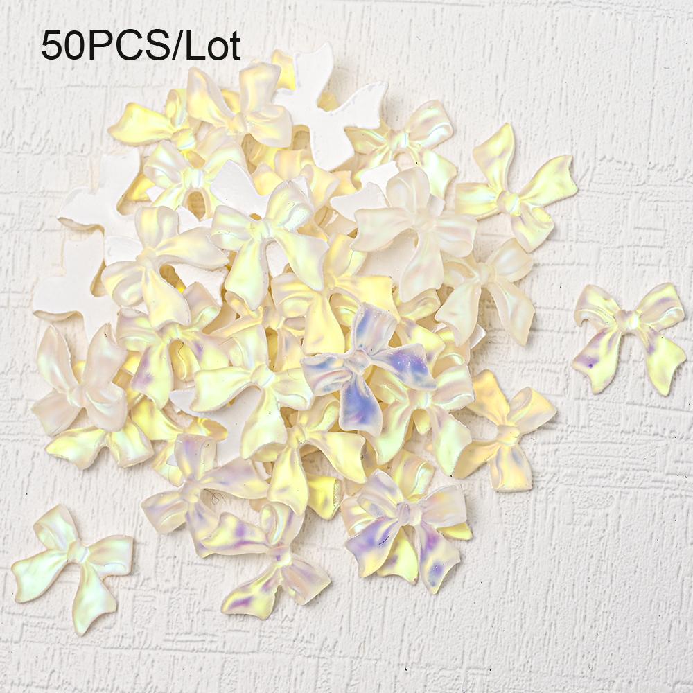 50/100 pezzi Rosa Bianco Kawaii Fiocco Ciondolo per Unghie 3D Resina Fiocco Flatback Gemme per Unghie 8*10mm Strass Gioielli per Nail Art #Papillon
