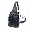 Men'S Breast Bag, Genuine Leather Men'S Bag, Casual Shoulder Bag, Large Capacity Messenger Bag, Black Cowhide.