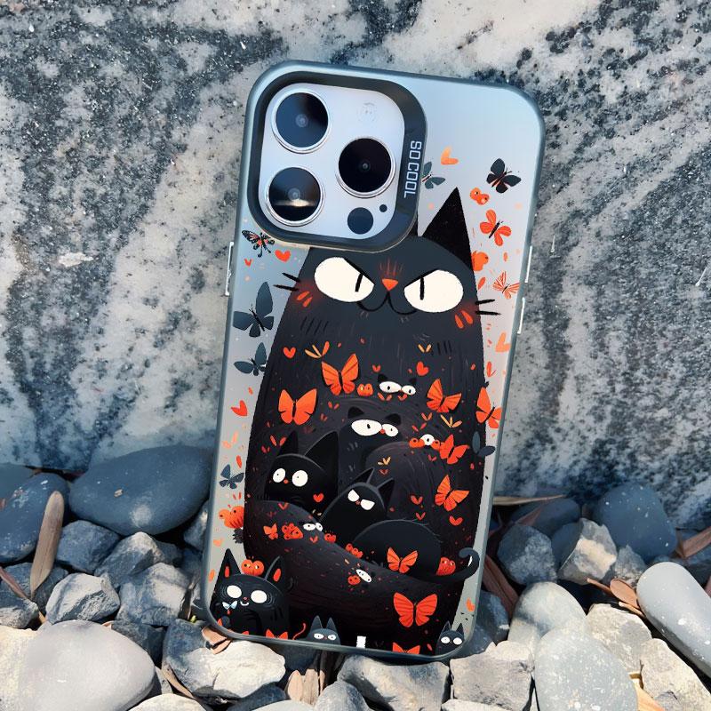 

Cute Cartoon Cat Phone Case For iPhone 13 Case 13 Mini 16 14 15 Plus 14 15 11 12 13 Pro Max Shockproof Matte Laser Covers Fundas iphone 13Mini