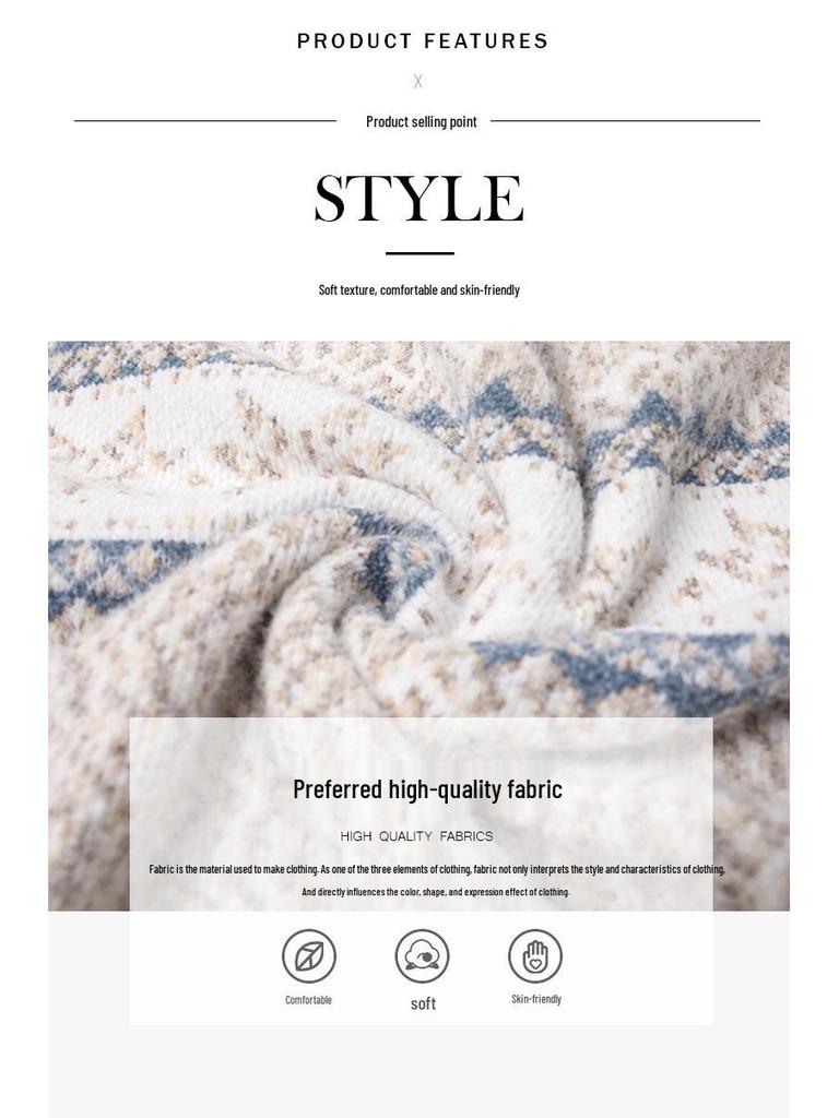 Women's Autumn/Winter Snowflake Pullover Sweater with Semi-High Neck