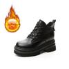 Autumn and winter new women's boots thick sole heightened new muffin bottom middle help casual lace-up short boots women's tide velvet
