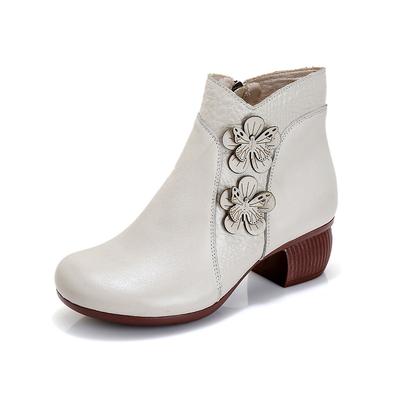 GKTINOO 2025 Nuovi Stivaletti Autunno Inverno Tacco Grosso Donna Stivali Caldi Scarpe Fatte a Mano Vera Pelle Cerniera Stivali Retrò