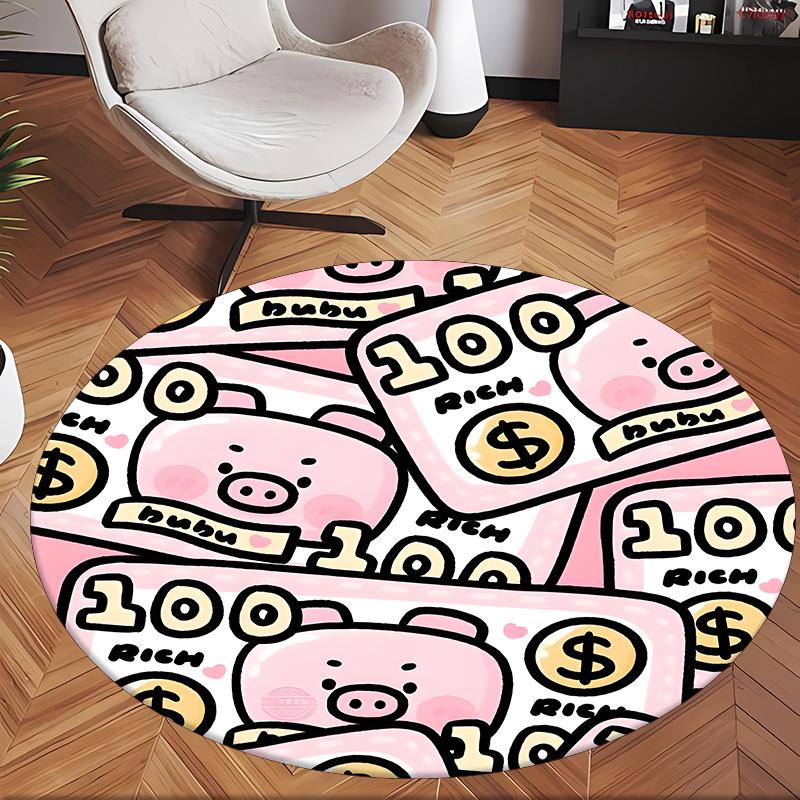 Lulu das Schweinchen (5) Runder Büroteppich Dekorativer Bodenteppich für Büro Schlafzimmer Wohnzimmer und Wohnbereich