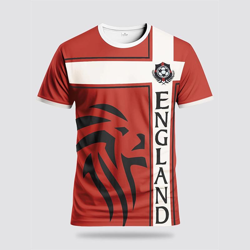 England Flag 3D Print Football T-shirt Men Kids Casual Short Sleeve Sports Tees