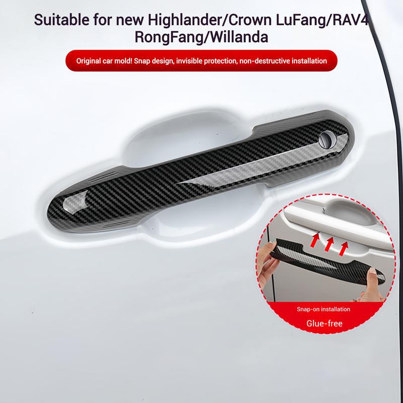Car Door Handle Cover For Toyota Highlander CROWN KLUGER RAV4 WILANDER No Tape Required, Full Coverage,ABS Material Accessories