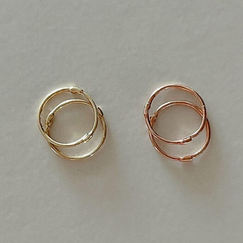 

BettyU 14k gold 1.3cm one-touch earrings rose gold