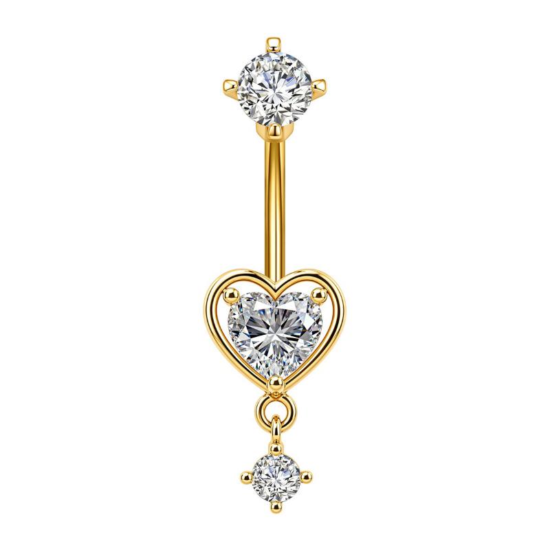 1Pcs  Stainless Steel Zircon Belly Button Ring Butterfly Flower Belly Button Stud Micro-Set Round Belly Button Piercing