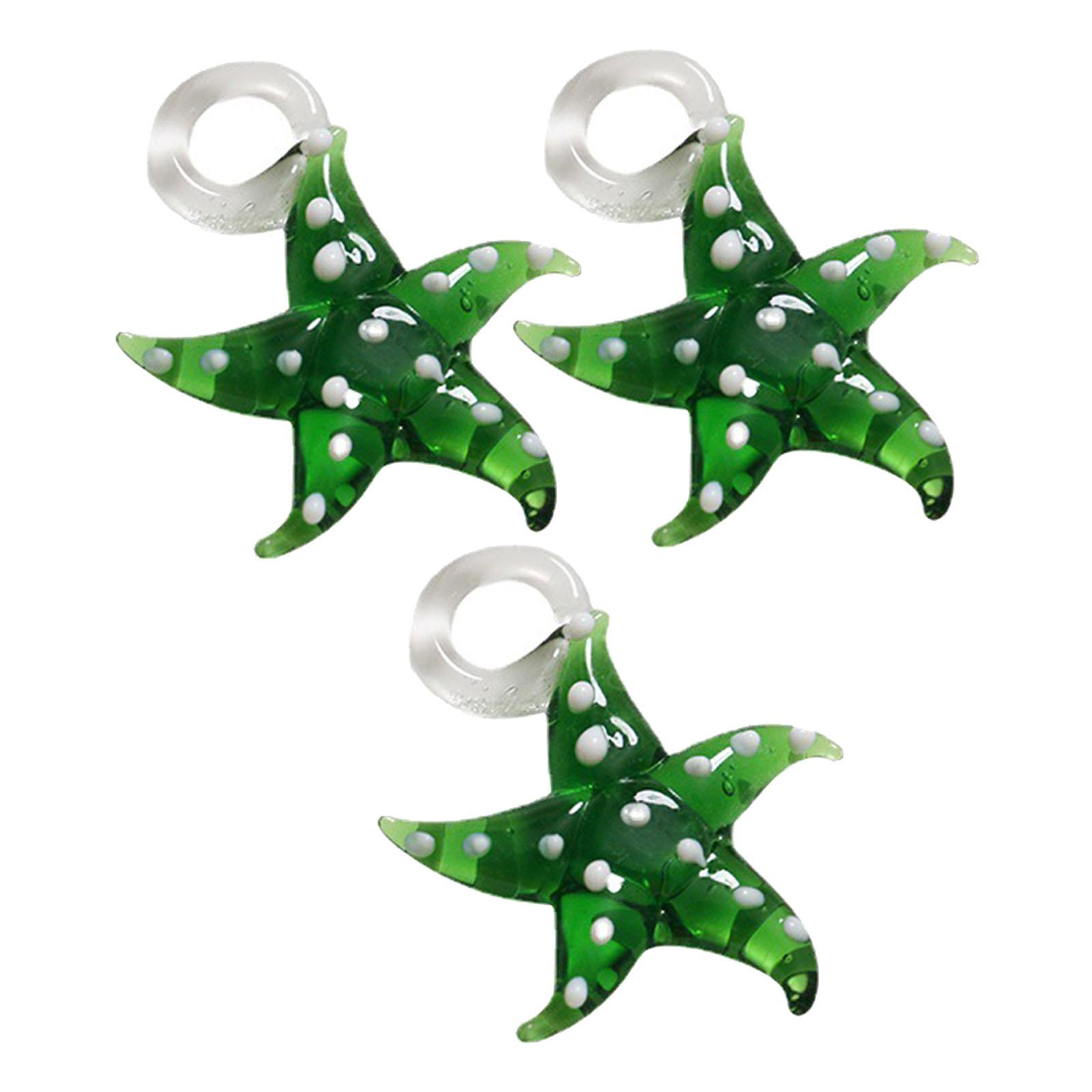 

Set of 3 Dotted Sea Star Charm Necklace Bracelet Accessories Comfortable Resin Starfish Shaped Pendant for Party Wear зелёный