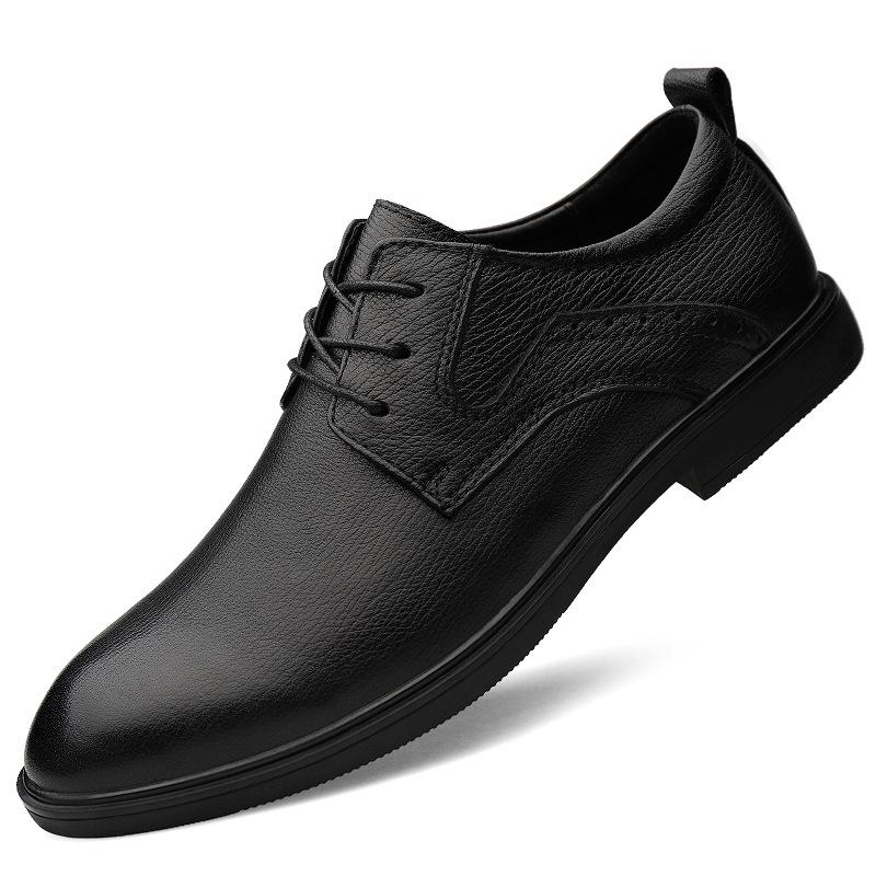 Men s Thick Sole Leather Loafers: Business & Casual, Height-Increasing, Large Size, Genuine Cowhide 40