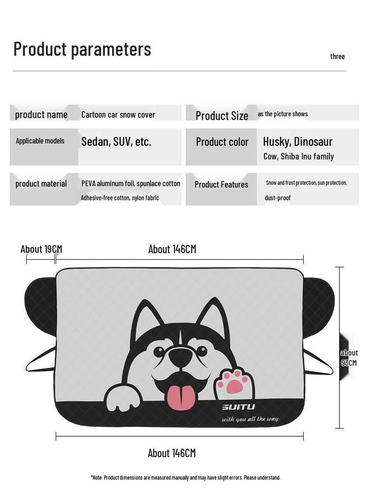 Cute Husky Car Windshield Snow Cover - Anti-Freeze, Anti-Snow, and Sun Protection