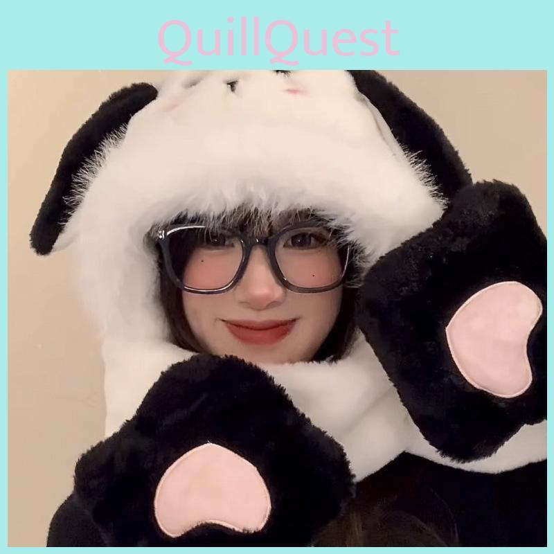 Puppy Ear Charming Winter Hat Scarf And Gloves Set For Women Comfortable Versatile And