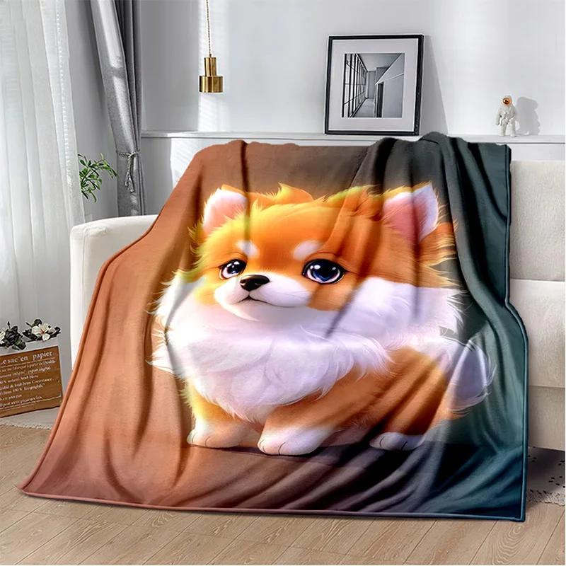 Simpatico cartone animato cane Husky, Samoye, Chihuahua, Koki Pomerania Coperta, morbida coperta per la casa Camera da letto Copridivano Coperta per bambini