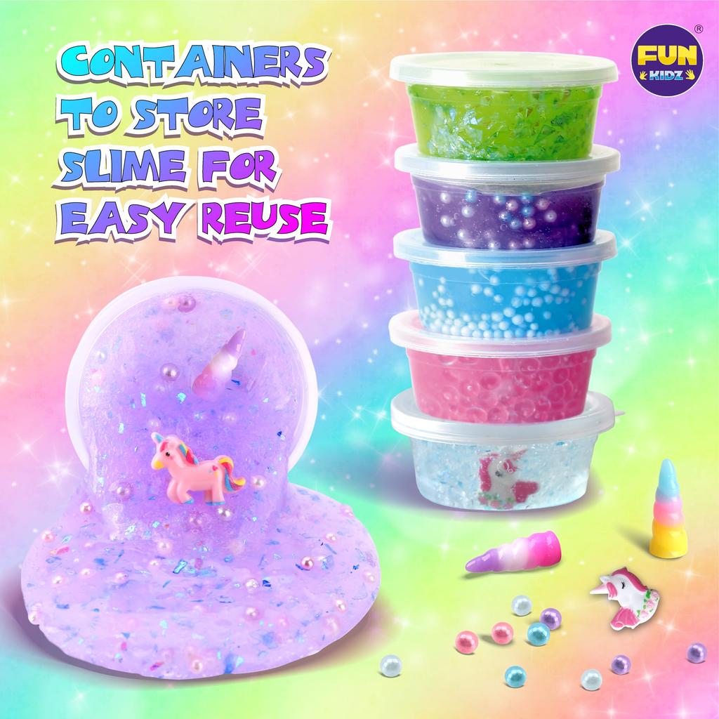 FunKidz Fluffy Unicorn Slime Kit, Cloud Slime Gift for Kids Ages 6 and Up. Fun Slime Making Kit. Great Craft Toy and Birthday Gift Idea.