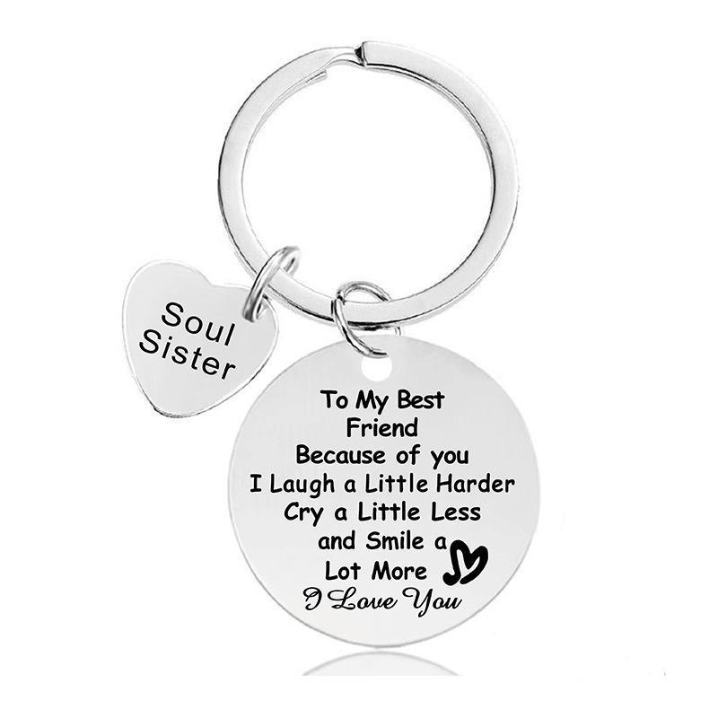 Keychain Pendant for Best Friends Sisters Friends Christmas Gift Metal Keychain Stainless Steel Keychain for Backpack Bag Pendant
