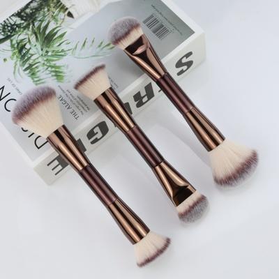 Doppelkopf Make-up Pinsel Foundation & Kontur Kabuki Pinsel Vegane Faser Weiche Borsten für Flüssig- und Puderprodukte