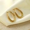 Fashion Irregular Line Three-Ring Earrings Simple U-Shaped Versatile Titanium Steel Earrings Ear Buckles Girls