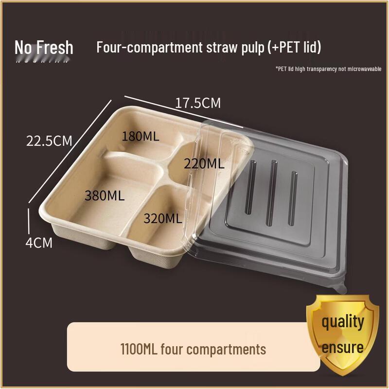 Disposable 4-Compartment Pulp Food Container