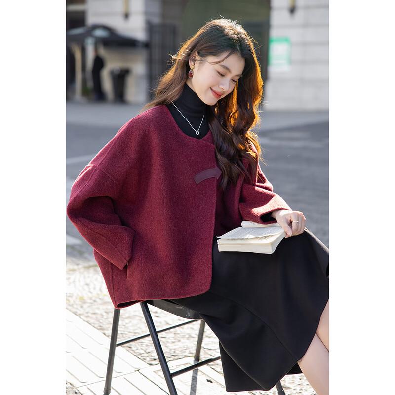 Mocana French Hepburn Style Double-Faced Wool Short Coat