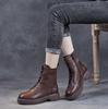 Fashion 4.5CM Fashion Women Boots Handmade Retro Genuine Leather Thick Heel Platform Ankle Boots For Women Warm Short Boots