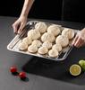 Stainless Steel Rectangle Dinner Tea Tray Double 2 Layer Dumpling Oil Leaking Hole Basin Steaming Draining Hole Plate with Basin