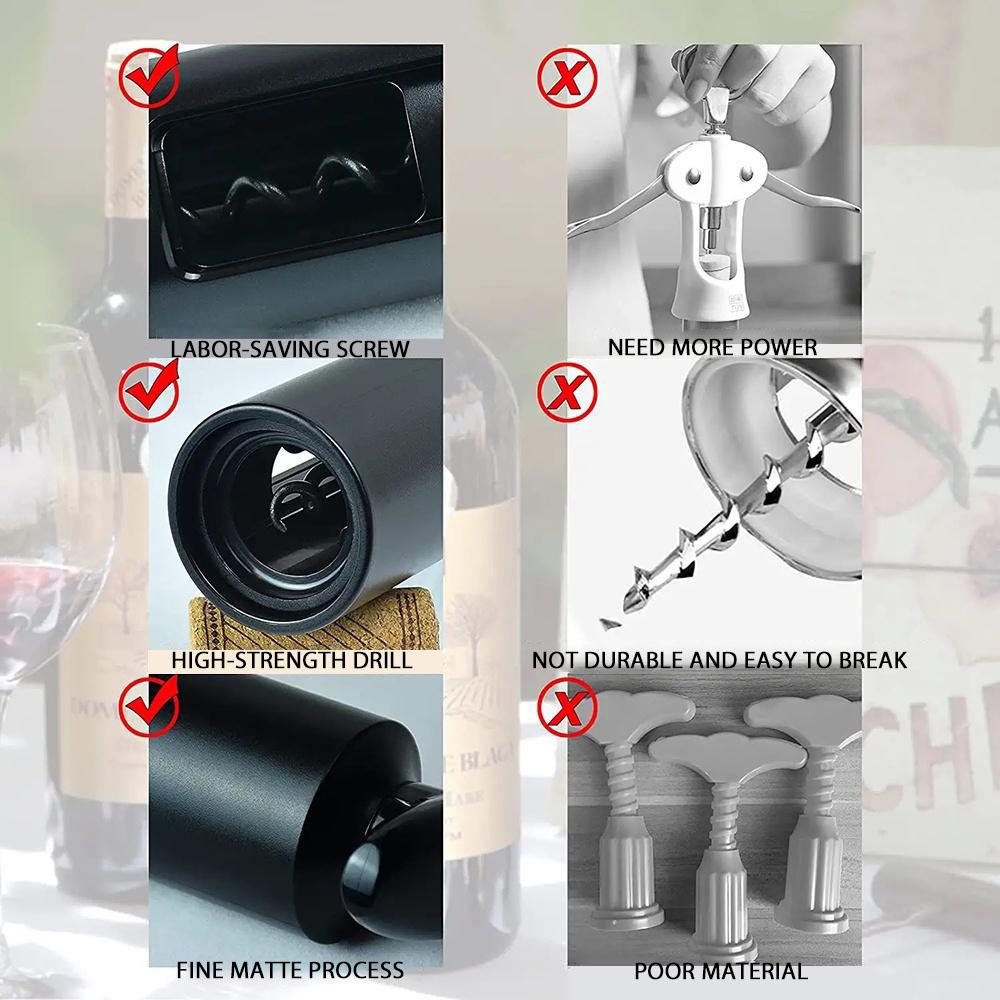 AIKARO - Self Pulling Corkscrew Wine Bottle Opener with Tin Foil Cutter