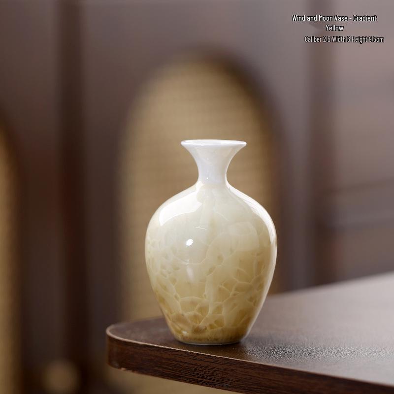 Crystalline Glaze Mini Ceramic Vase - Creative Home Desktop Ornament for Flowers