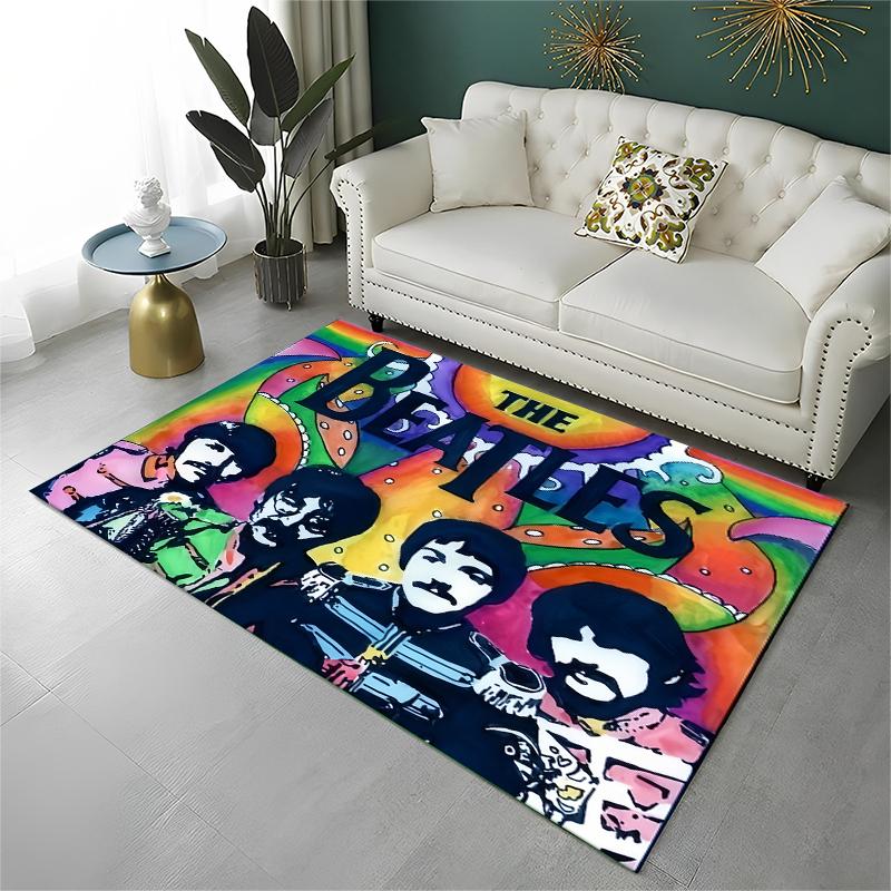 The B-Beatles Rock Band Star Carpet Rug for Playroom Bedroom Living Room Sofa Home Decor,kid Game Area Rug Non-slip Floor Mat