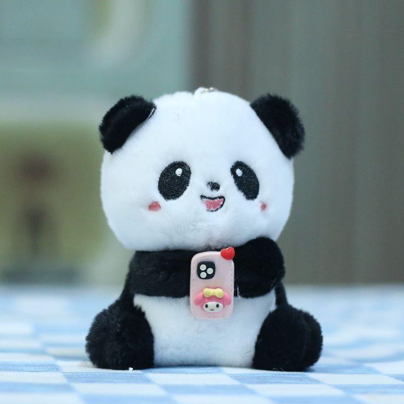 Adorable Plush Panda Keychain Accessory Cute Cartoon Panda Doll For Bags