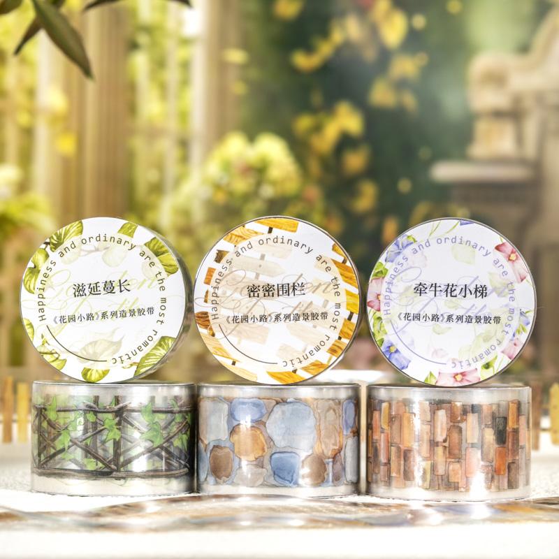25mm*2m PET pásky Garden Path DIY Scrapbooking Dekor Fotoalbum Collage Junk Journal Materiály Estetika Samolepky
